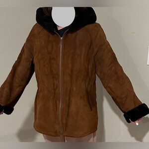 Real Sheepskin Shearling Winter Coat Parka Women Sz Large